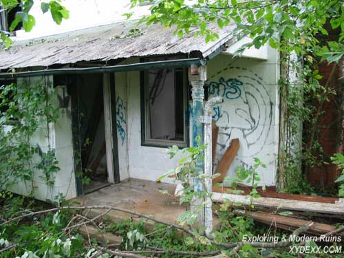 back porch of abandoned house