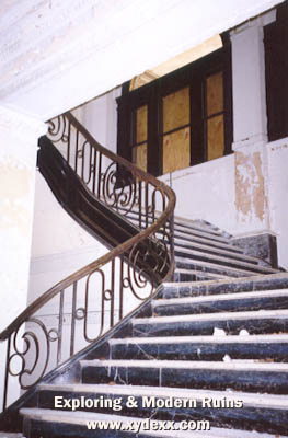 Stairs leading up from cafeteria