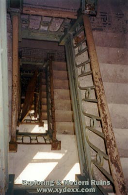 Looking down stairwell in men's dormitory